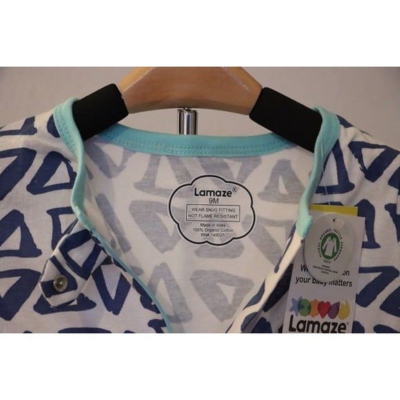 Toddler Boys 9mo. Lamaze Organics Geometric Footless Pj's 9 months Blue Pajama - Picture 4 of 4